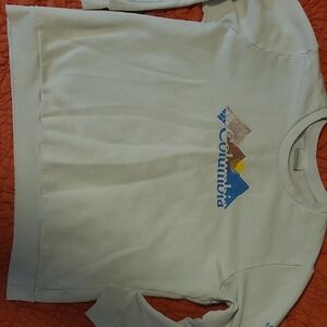 Columbia Women's White and Blue Mountain Graphic Sweatshirt